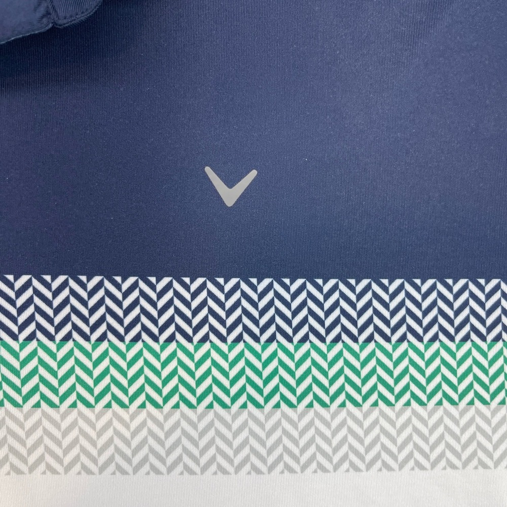 Callaway Mens Large White Navy Blue Polo Shirt Short Sleeve‎ Chevron Colorblock - Picture 4 of 8